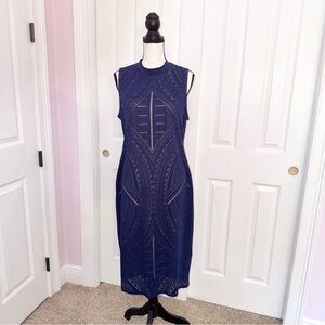 NWOT Bold Elements Cut to Curve Navy Blue Sleeveless Fitted Dress Large